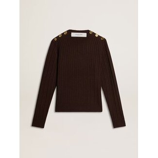 Golden Goose Golden Goose Ofra regular knit crewneck shoulder button wool cable