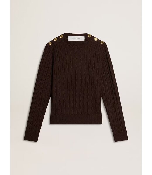 Golden Goose Golden Goose Ofra regular knit crewneck shoulder button wool cable