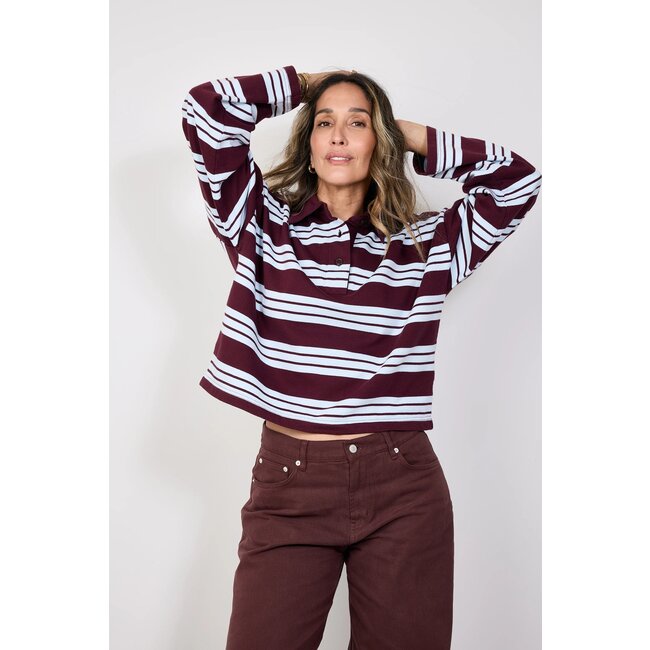 Coco Y Maria Coco polo blue bordeaux stripe