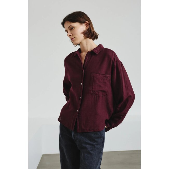 POMANDÈRE Blouse in plum with chest pocket