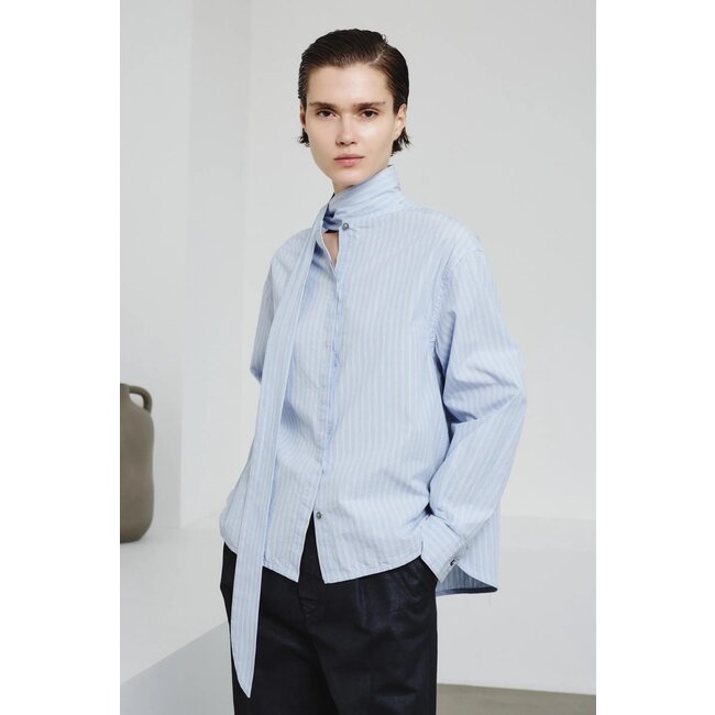 POMANDÈRE Shirt with scarf in striped poplin