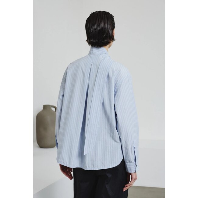 POMANDÈRE Shirt with scarf in striped poplin