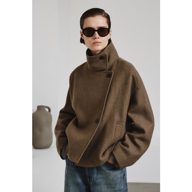 POMANDÈRE Felted wool cloth peacoat