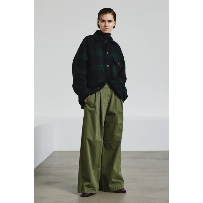 POMANDÈRE Wide-leg trousers in cotton drill sage green