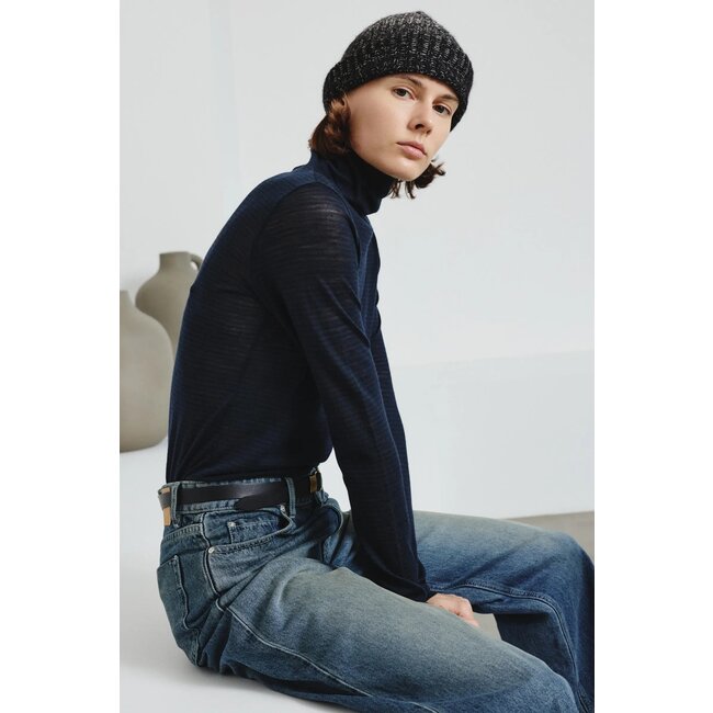 POMANDÈRE Striped pure wool jersey turtleneck