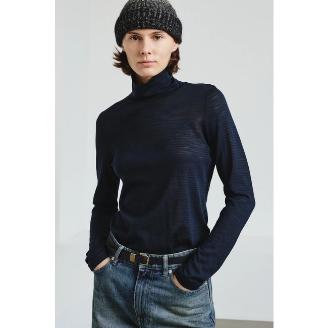 POMANDÈRE Striped pure wool jersey turtleneck