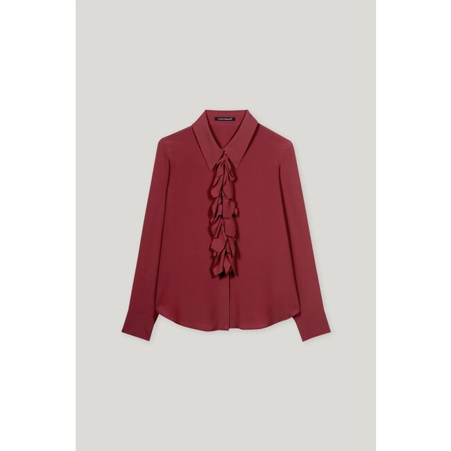 Luisa Cerano Ruffled blouse in silk blend berry red