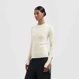 Olaf Olaf Tie detail knit top in off white