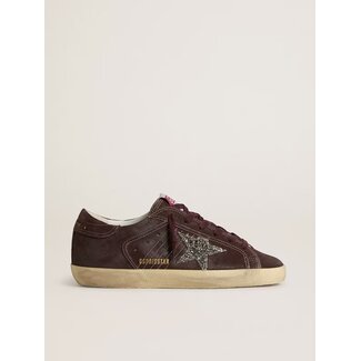 Golden Goose Golden Goose Super-Star in brown suede with silver glitter star