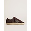 Golden Goose Super-Star in brown suede with silver glitter star