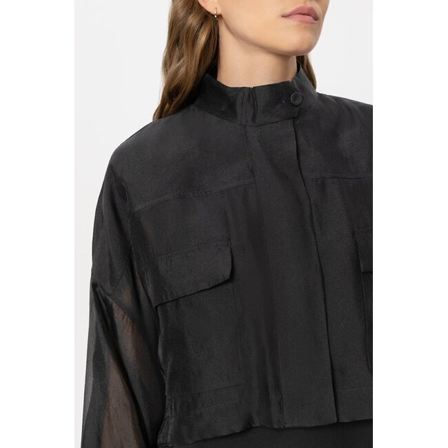 Luisa Cerano Overshirt blouse with stand-up collar