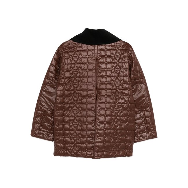 GANNI Shiny Quilt Midi Jacket Chicory Coffee