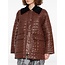 GANNI Shiny Quilt Midi Jacket Chicory Coffee