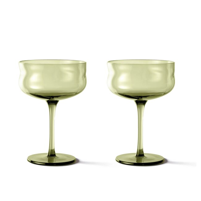PAVEAU Swirl Coupe Glasses - Moss - Set of 2 pieces