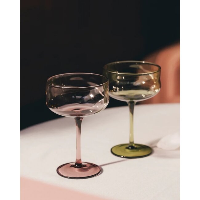 PAVEAU Swirl Coupe Glasses - Moss - Set of 2 pieces