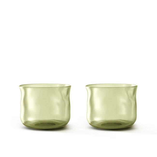 PAVEAU Swirl Small Tumbler Glasses - Moss - Set of 2 pieces