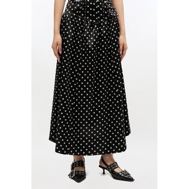 GANNI Printed Double Satin Corset Skirt