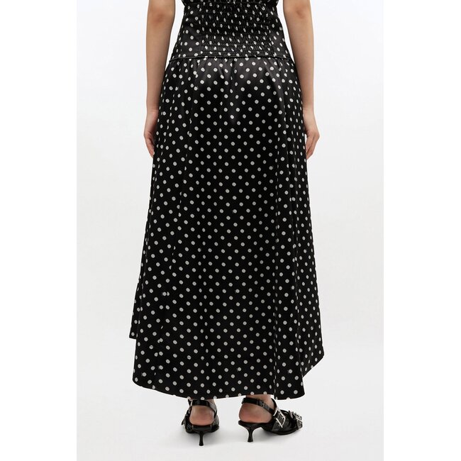 GANNI Printed Double Satin Corset Skirt