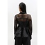 GANNI Flocked Organza Peplum Shirt black