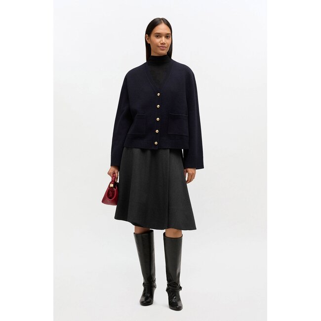 GANNI Compact Wool Cardigan Sky Captain