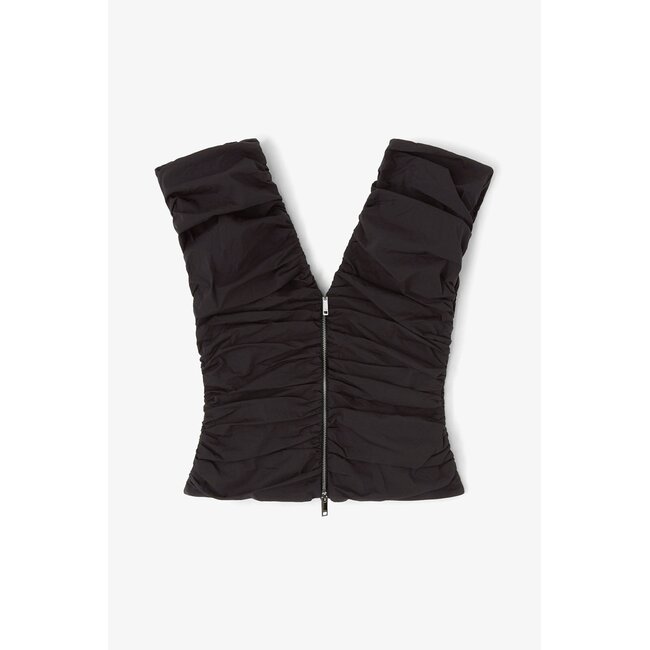 GANNI Black Ruched Top