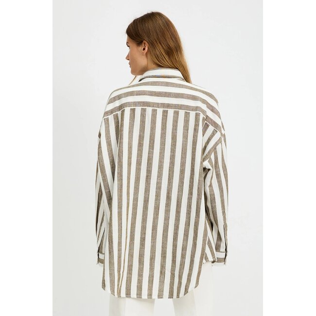 DENIMIST Button front shirt green ecru