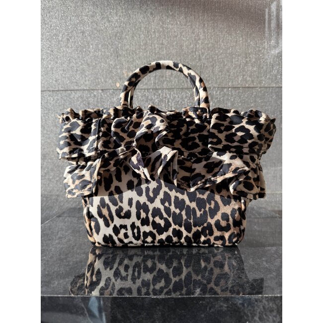 GANNI Mini Shopper Ruffle Print Leopard