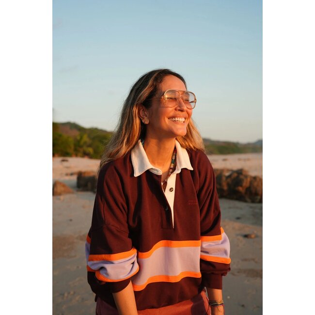 Coco Y Maria Hugo Polo Bordeaux-Lilac-Orange stripe