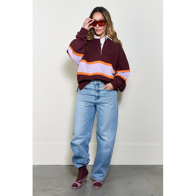 Coco Y Maria Hugo Polo Bordeaux-Lilac-Orange stripe