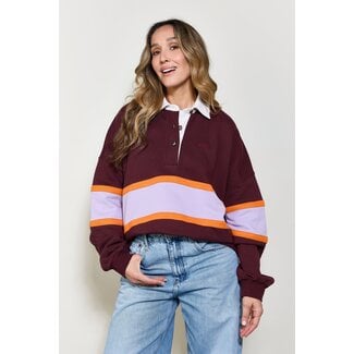 Coco Y Maria Coco Y Maria Hugo Polo Bordeaux-Lilac-Orange stripe