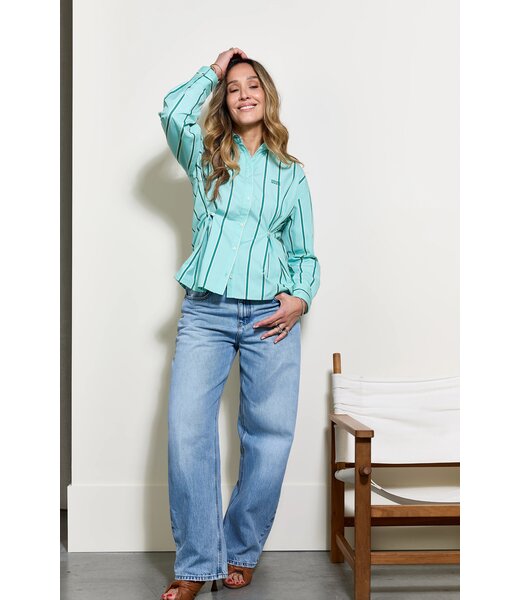 Coco Y Maria Coco Y Maria Camisa Rosita Green Lemon Stripe