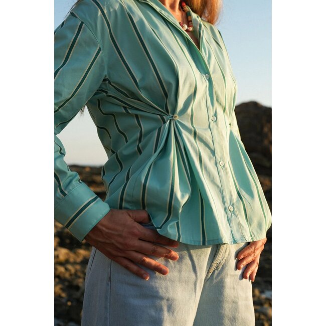Coco Y Maria Camisa Rosita Green Lemon Stripe