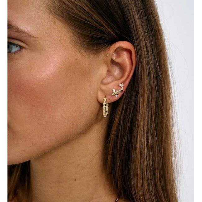 Anna + Nina Single Pescare Stud Gold Plated