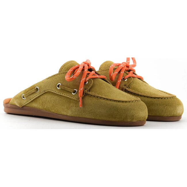 Posa Boat Loafer Mule – Suede Tan