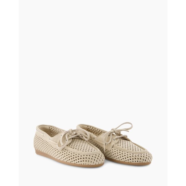 Posa Boat Loafer Perforated – Suede Light taupe