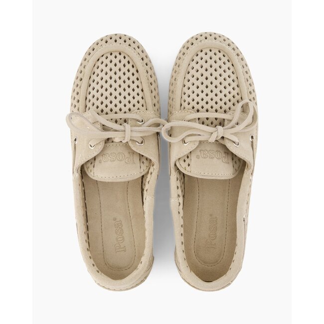 Posa Boat Loafer Perforated – Suede Light taupe