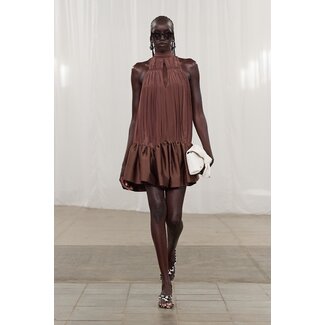 Rotate Rotate Gathered Mini Dress Potting Soil