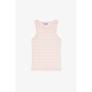 GANNI GANNI Soft Cotton Rib Tank Top chalk print