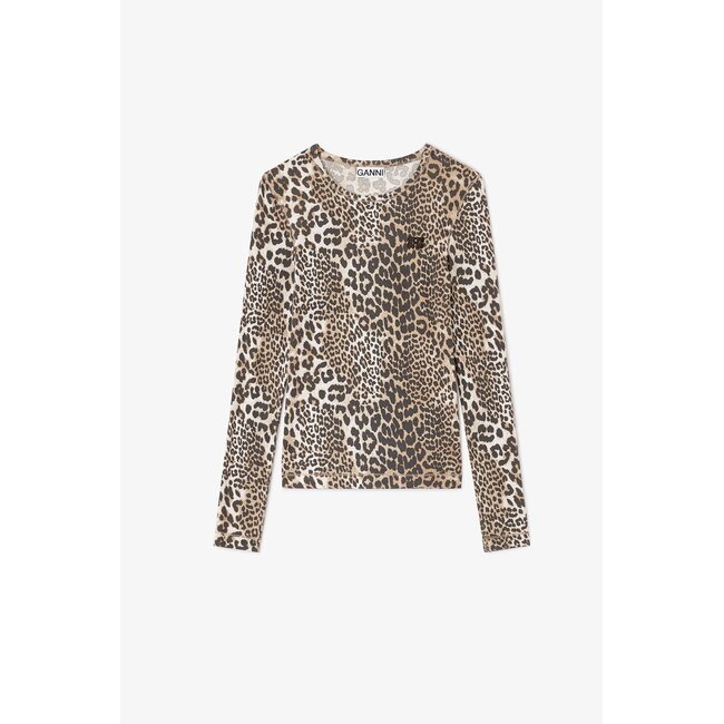 GANNI Soft Cotton Rib Leo Long Sleeve