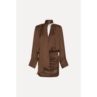 Rotate Rotate Chiffon Ls V-Neck Dress potting soil