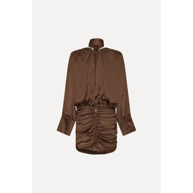 Rotate Chiffon Ls V-Neck Dress potting soil