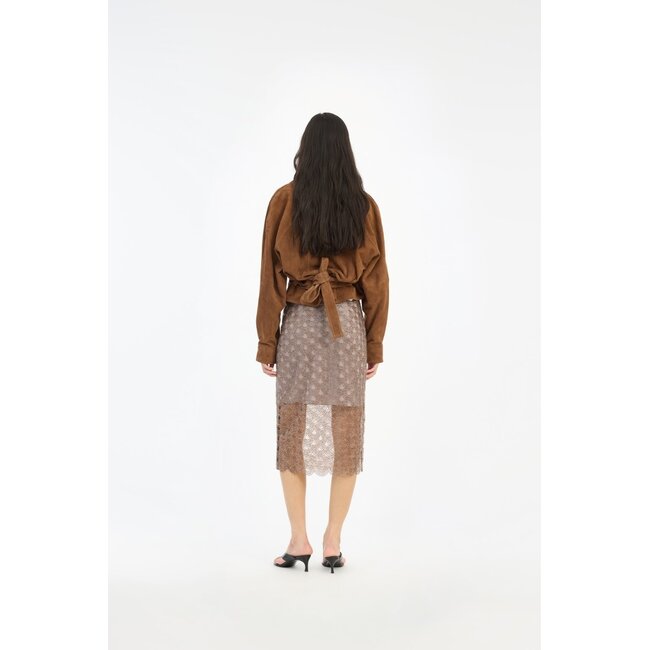 Rotate Scaollop Sequin Midi Skirt