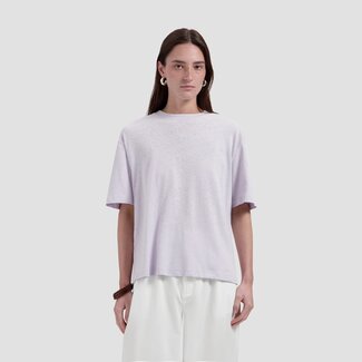 Olaf Olaf Retro logo linen boxy tees purple heather