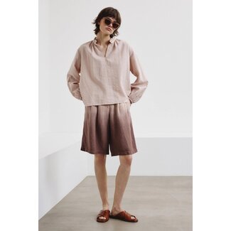 POMANDÈRE POMANDÈRE Degradé burnt-viscose and linen fabric shorts