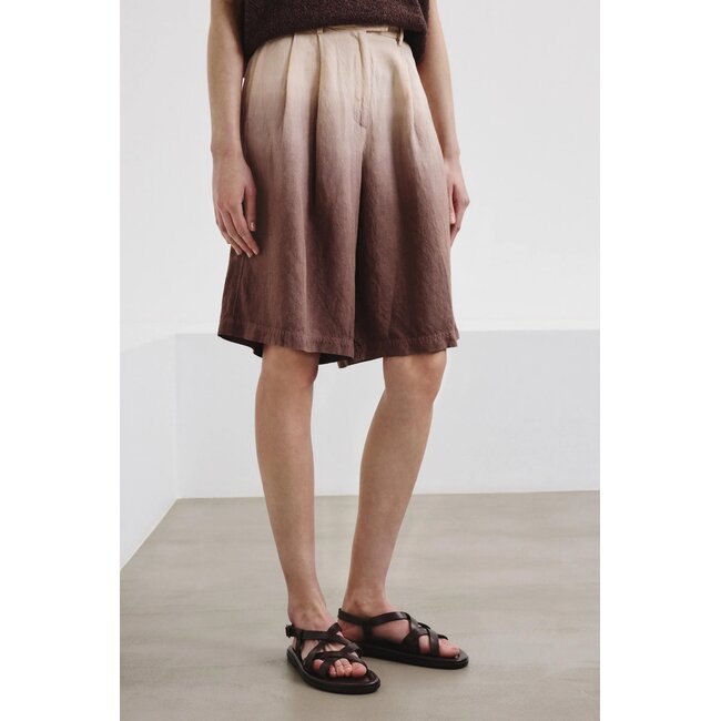 POMANDÈRE Degradé burnt-viscose and linen fabric shorts