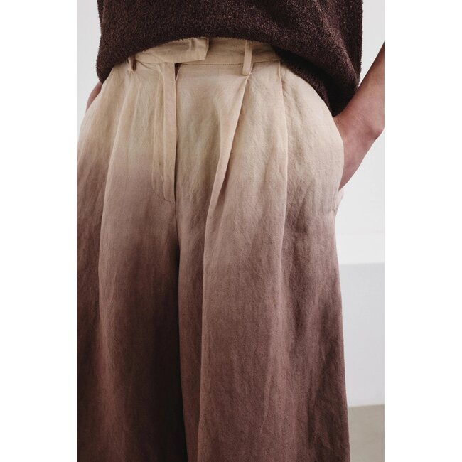 POMANDÈRE Degradé burnt-viscose and linen fabric shorts