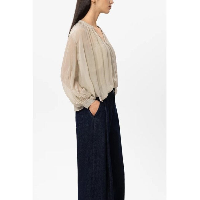 Luisa Cerano Kraagloze Blouse in Viscose Crepon