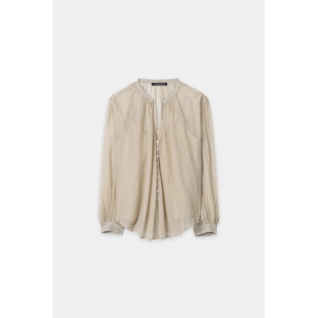 Luisa Cerano Collarless Blouse in Viscose Crepon