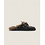 Posa Posa Boat Loafer Mule Hairy Fur - Soft leather Black