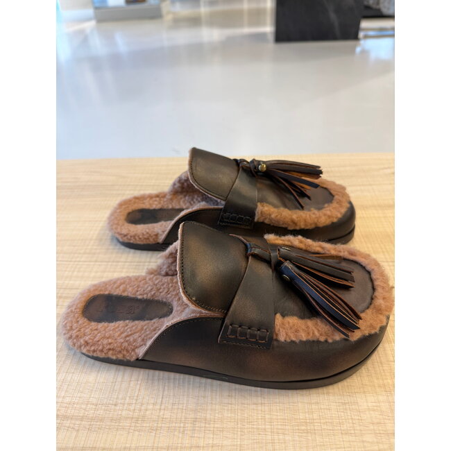 Posa Ranch Tassel Mule – Leather Coffee